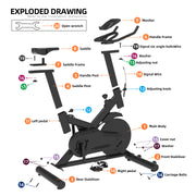 Meetlocks Indoor Cycling Fitness Bike Stationary Exercise Bike Comfortable Seat Cushion for Work out home gym